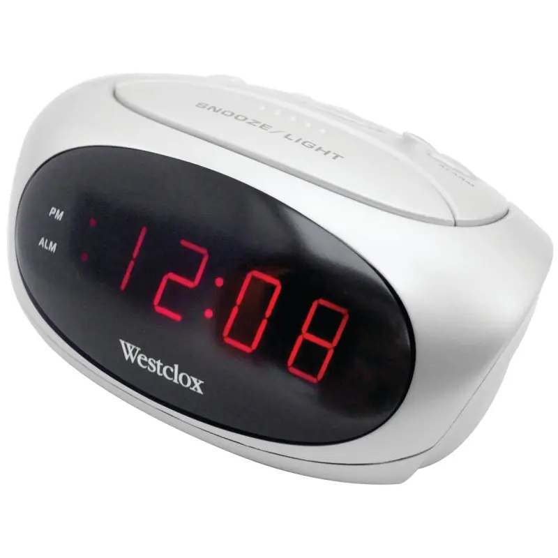 Westclox 70044B Alarm Clock, LED Display, White Case