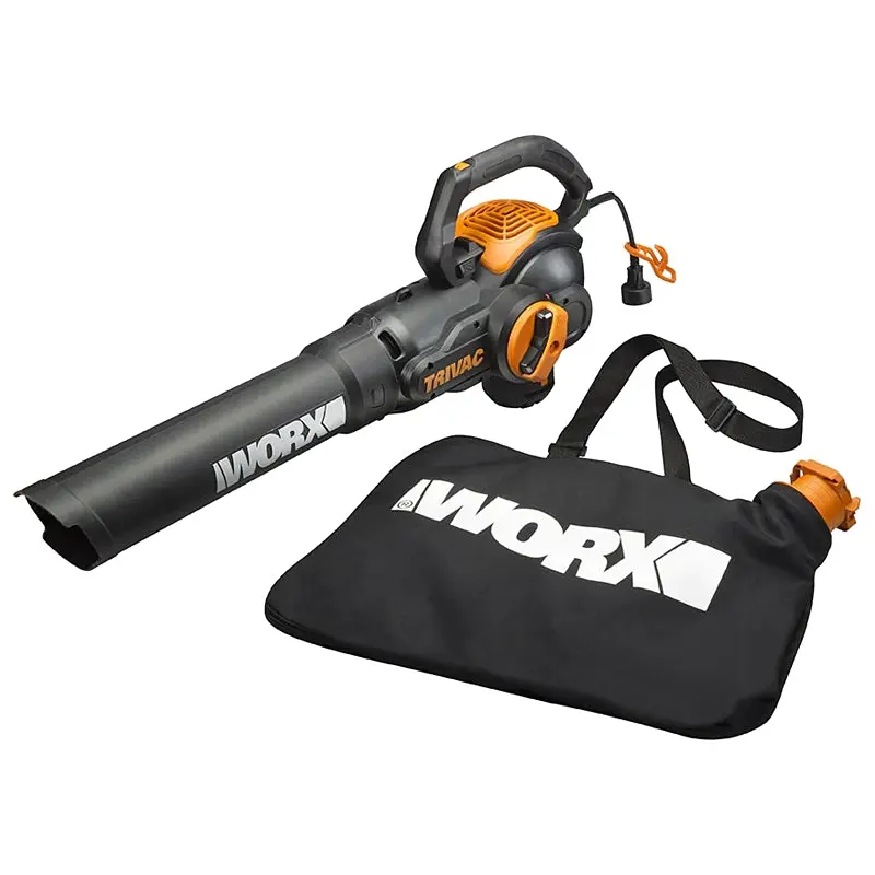 WORX TRIVAC WG512 Blower/Mulcher/Yard Vacuum, 12 A, 2-Speed, 600 cfm Air, Black/Orange