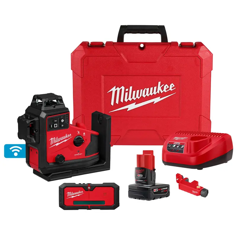 Milwaukee 3642-21 M12 Green 360 3-Plane Laser w/Automatic Alignment & Receiver