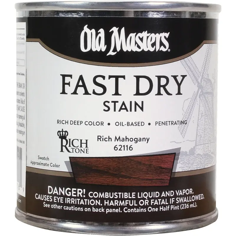 Old Masters 62116 Fast Dry Stain, Rich Mahogany, Liquid, 1/2 pt