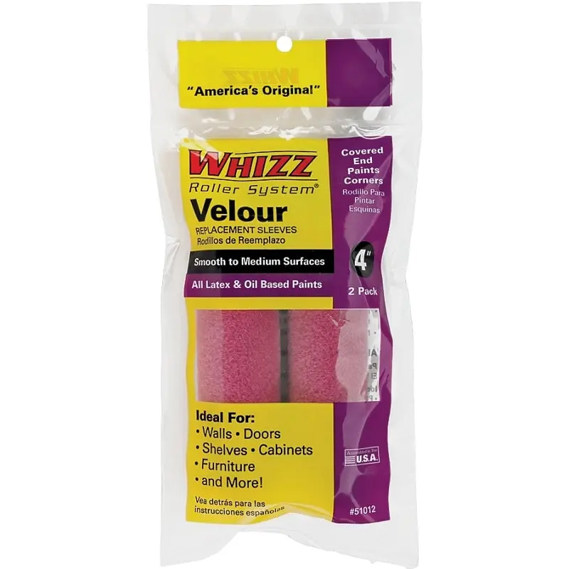 Whizz 51016 Roller Cover, 3/16 in Thick Nap, 6 in L, Velour Cover, Purple