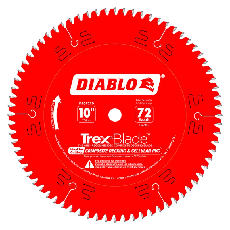 Diablo D1072CDC 10" x 72-Teeth TrexBlade Saw Blade for Composites and Plastic