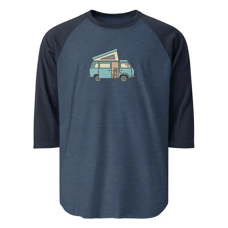 Dog in Van Raglan Baseball T-ShirtBlack / White / XS