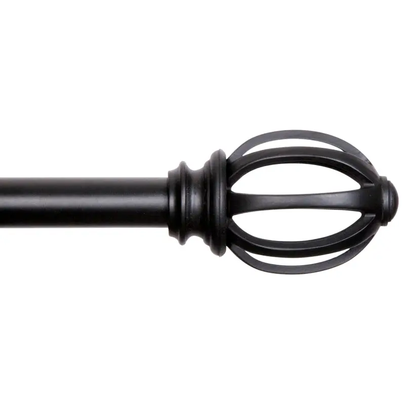 Kenney Fast Fit KN75240 Curtain Rod, 5/8 in Dia, 36 to 66 in L, Steel, Black