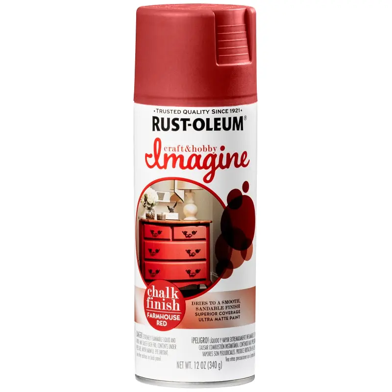 Rust-Oleum Imagine 353728 Craft Spray Paint, Chalk, Farmhouse Red, 12 oz, Can
