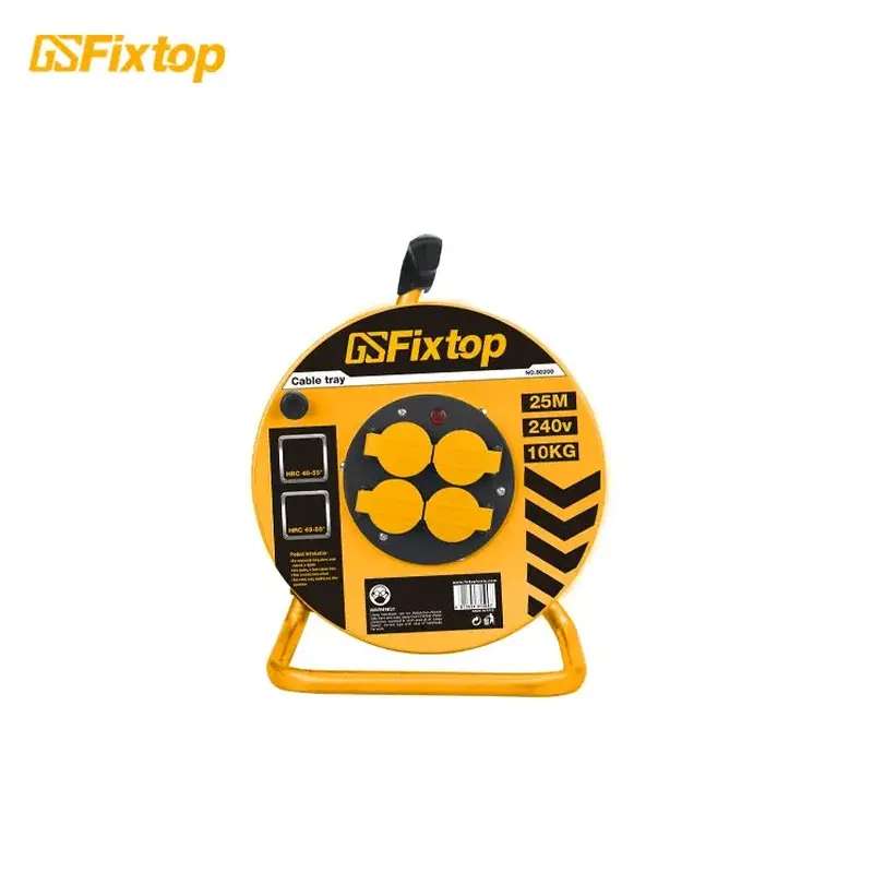 GSFIXTOP Heavy-Duty 50m Electric Cable Reel with 4 Power Sockets