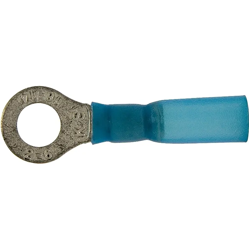 Calterm 65711 Ring Terminal, 16 to 14 AWG Wire, Copper Contact, Blue