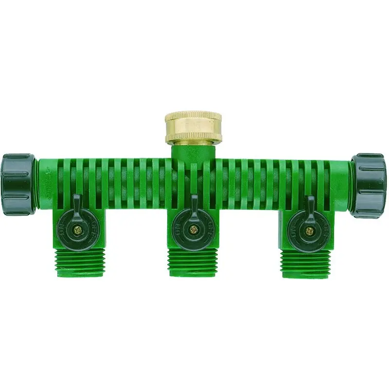Orbit 62009N Hose Faucet Manifold, 3/4 in Swivel x MHT, 3-Port/Way, Plastic