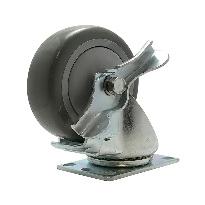 4 in. Polyurethane Swivel Plate Caster With Brake with 375 lbs. Load Rating1.9 / each