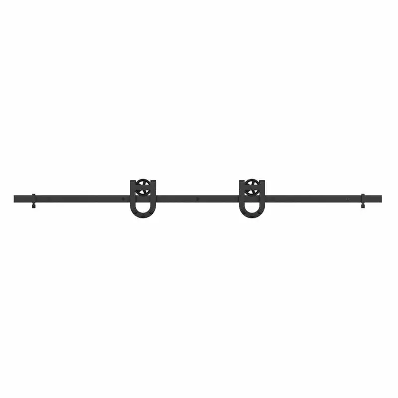 78-3/4 in. x 1-9/16 in. Black Steel Horseshoe Rail Sandy Sliding Door Hardware Kit