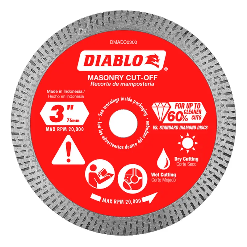 Diablo DMADC0300 3" Diamond Continuous Rim Masonry Cut-Off Disc