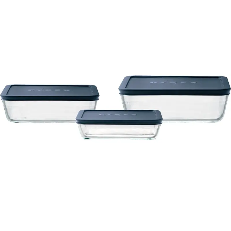 Pyrex 6004023 Food Storage Container Set, Glass/Plastic, Blue