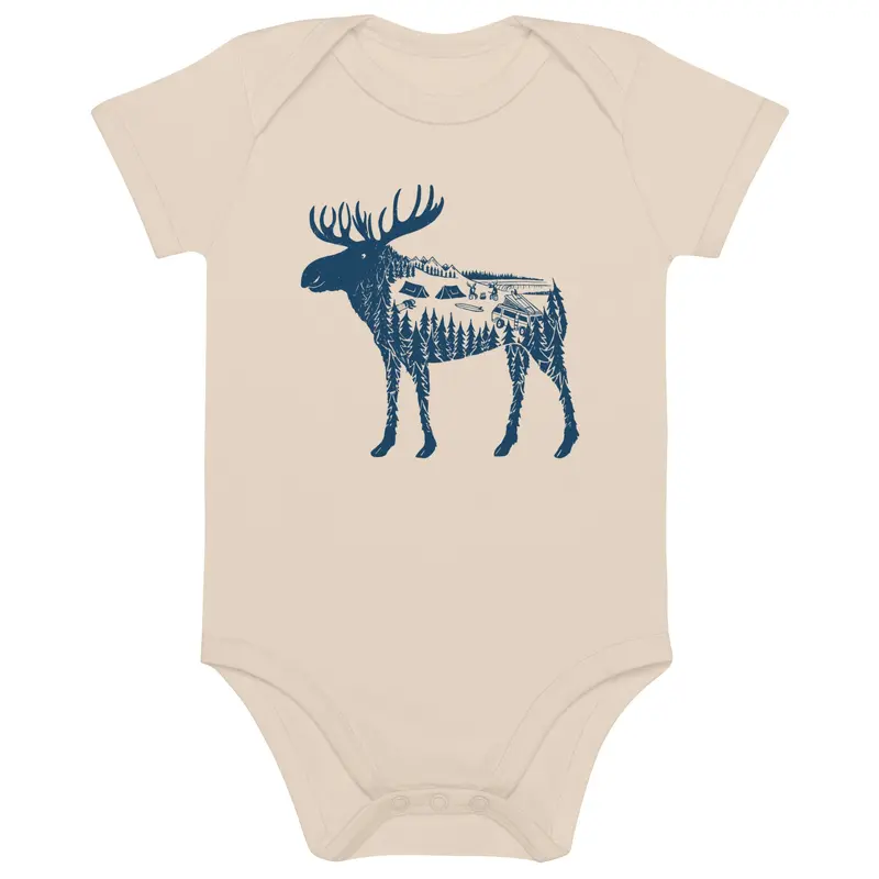 Moose Meet-Up Organic Cotton Baby Bodysuit3-6m