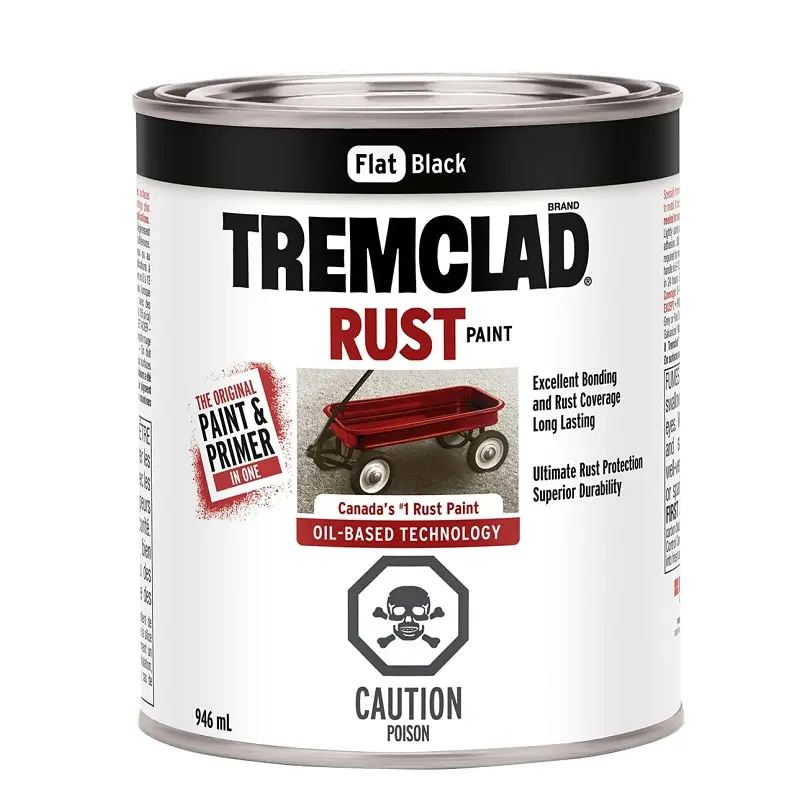Tremclad 254932 Rust Preventative Paint, Oil, Flat, Black, 946 mL, Can