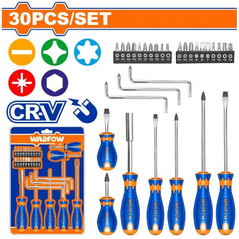 WADFOW 30 Pcs Screwdriver Set CR-V
