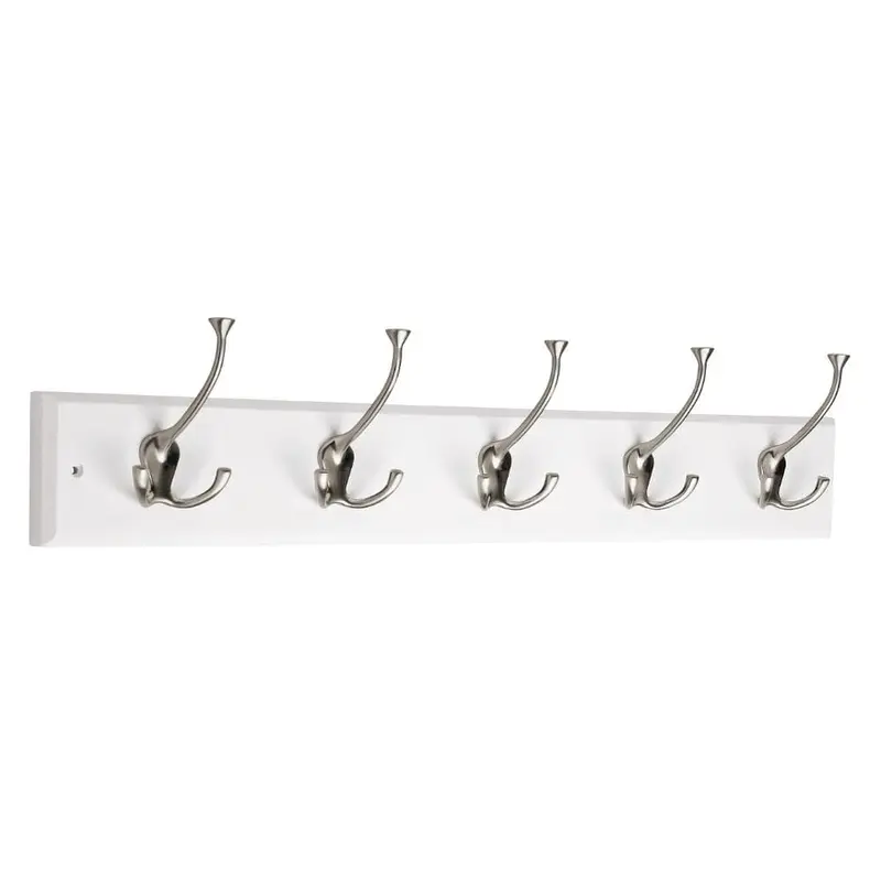 27 in. White and Satin Nickel Tri-Hook RackWhite / 2.48 / 35