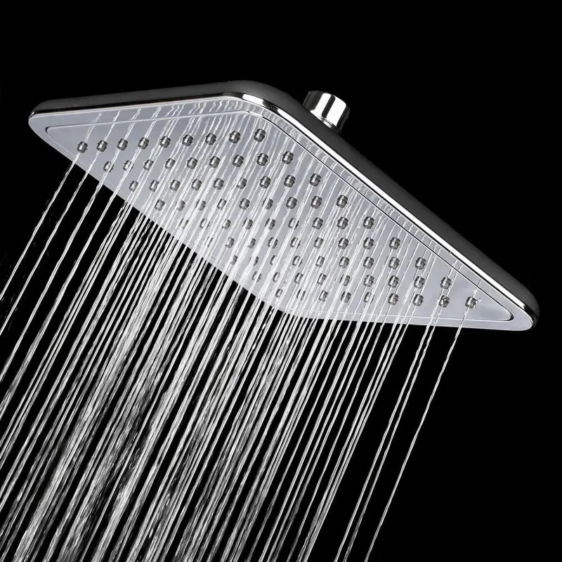 1-Spray 7.85 in. Single Wall Mount Fixed Rain Shower Head in Black