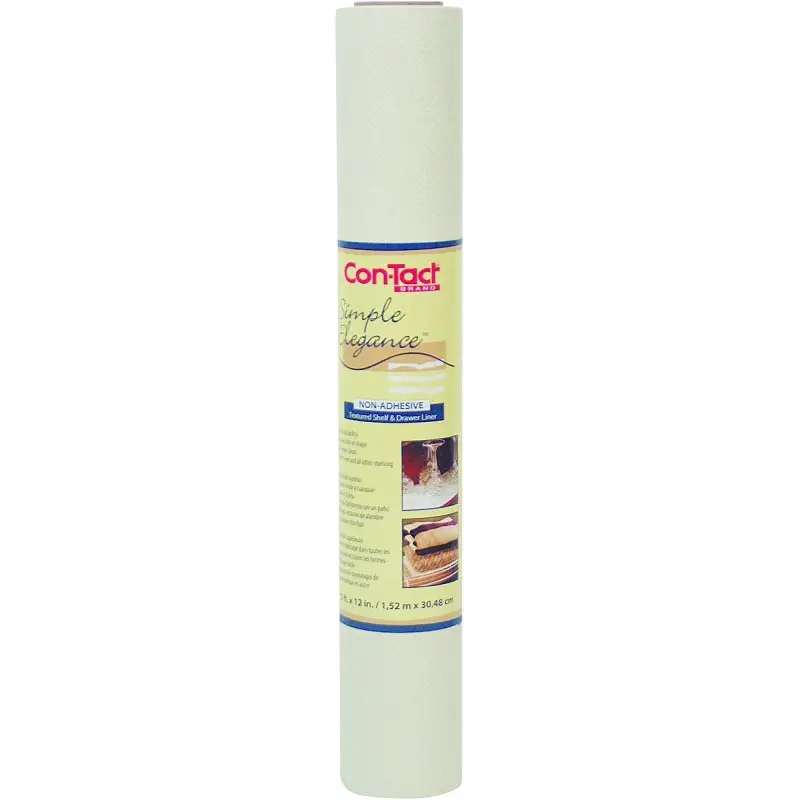 Con-Tact 05F-C5T12-06 Embossed Shelf Liner, 5 ft L, 12 in W, Vinyl, Almond