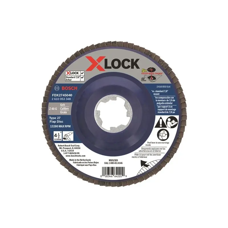 Bosch FDX2745040 4-1/2 In. X-LOCK Arbor Type 27 40 Grit Flap Disc