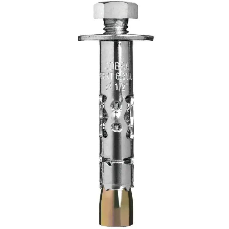 Cobra Anchors 617R Sleeve Anchor, 1/2 in Dia, 2-3/4 in L, 1525 lb, Steel, Plated
