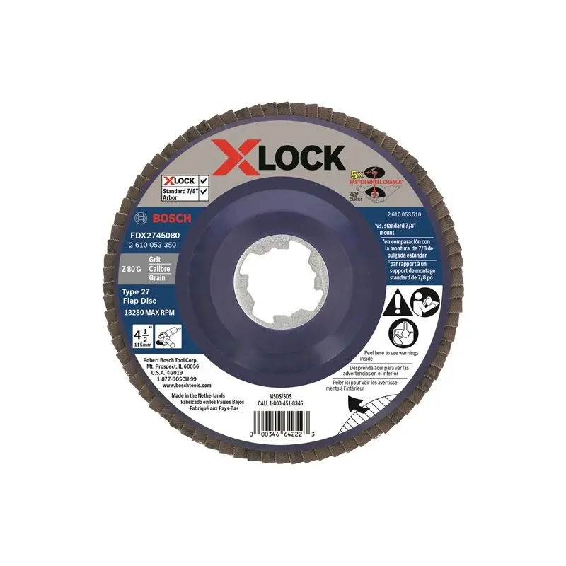 Bosch FDX2745080 4-1/2 In. X-LOCK Arbor Type 27 80 Grit Flap Disc