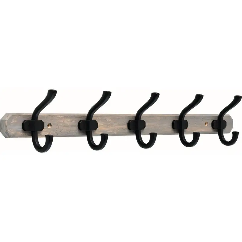24 in. Graywash and Matte Black Hook Rack