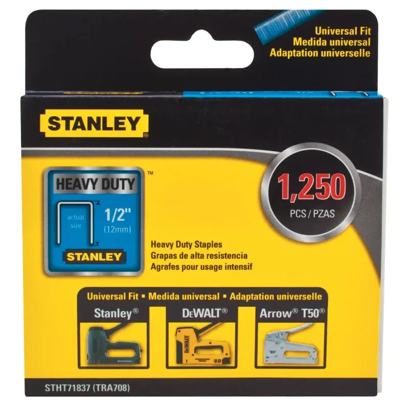 Stanley STHT71837 Staple, 27/64 in W Crown, 1/2 in L Leg, Steel, 0.05 ga, Glue Collation