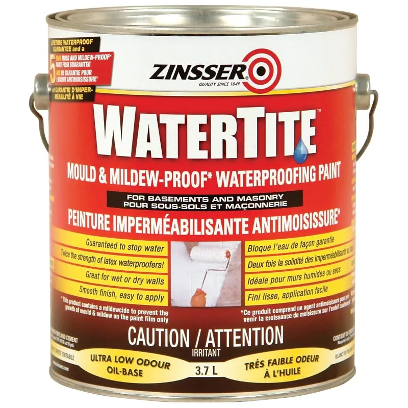 Zinsser Z05011 Waterproofing Paint, Liquid, White, 3.7 L