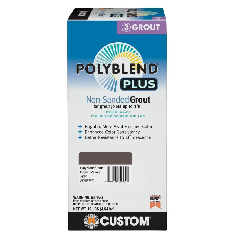 Custom Polyblend PBPG64710 Non-Sanded Grout, Brown Velvet, 10 lb Box