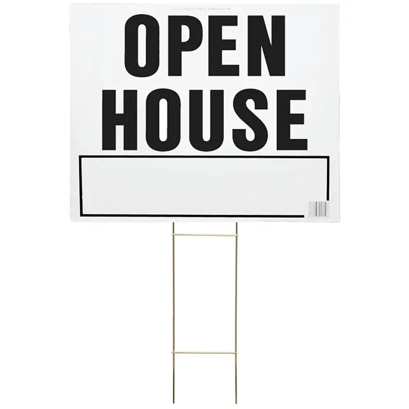 Hy-Ko LOH-3 Lawn Sign, OPEN HOUSE, Black Legend, Plastic, 24 in W x 19 in H Dimensions