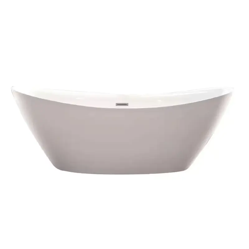 71 in. Acrylic Flatbottom Freestanding Bathtub in White/Polished Chrome