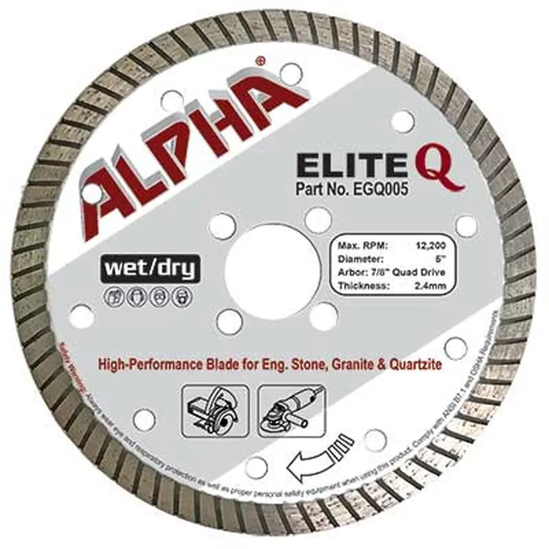Alpha Elite Q Turbo Rim Wet/Dry Cutting Blade for Eng. Stone, Granite & Quartzite5"