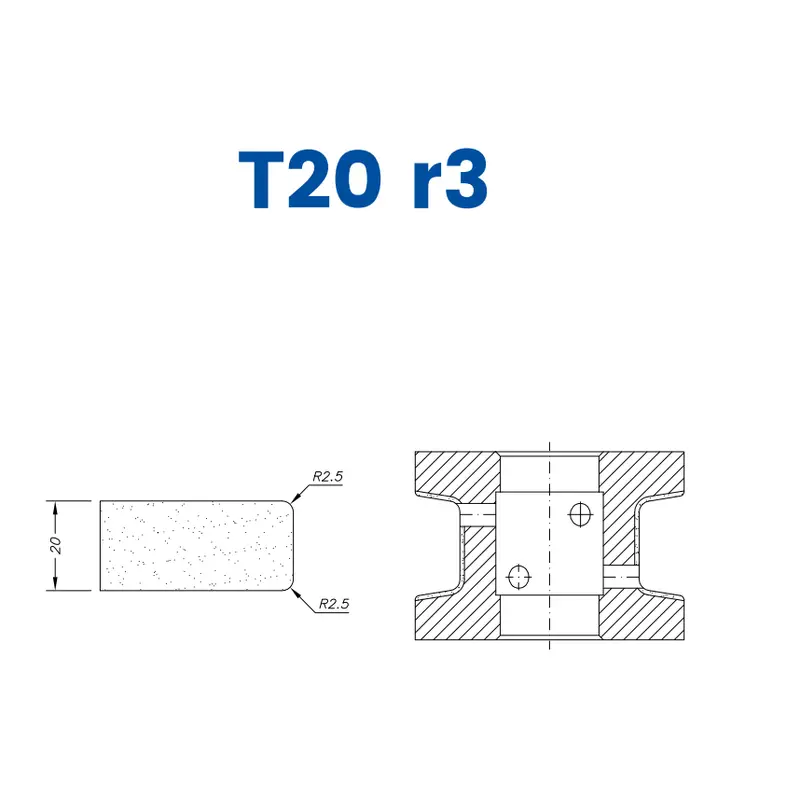 T20 r3 (20mm Eased Top & Bottom r2.5)EHS Kit (All materials high speed) / 1