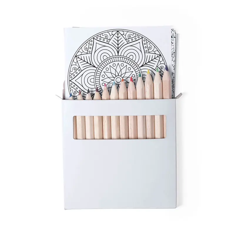 Set Of 12 Pencils And 12 Coloring Sheets With Mandala Designs