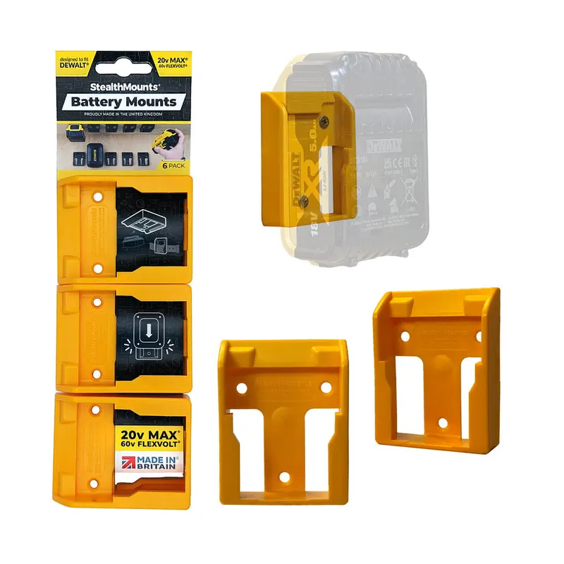 StealthMount BM-DW18-BLK-6 Dewalt 20V/60V Battery Mounts (6 Pack)