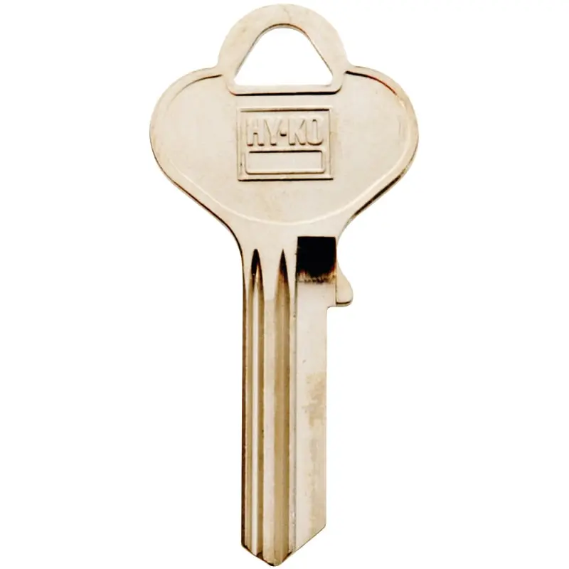 Hy-Ko 11010T7 Key Blank, Brass, Nickel, For: Taylor Cabinet, House Locks and Padlocks