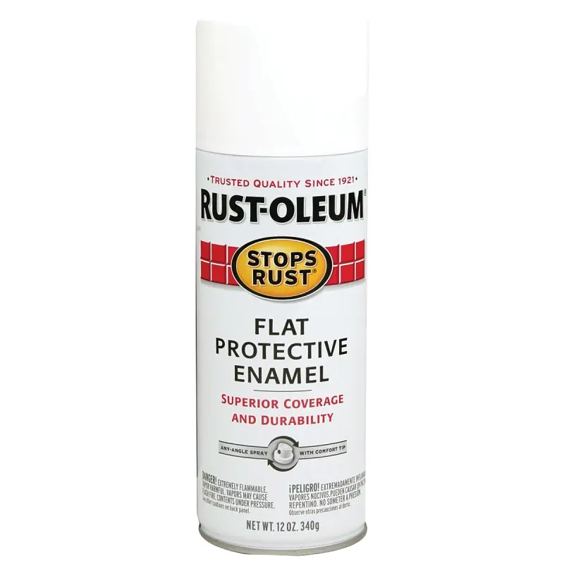 PAINT SPRAY ENML FLAT WHT 12OZ