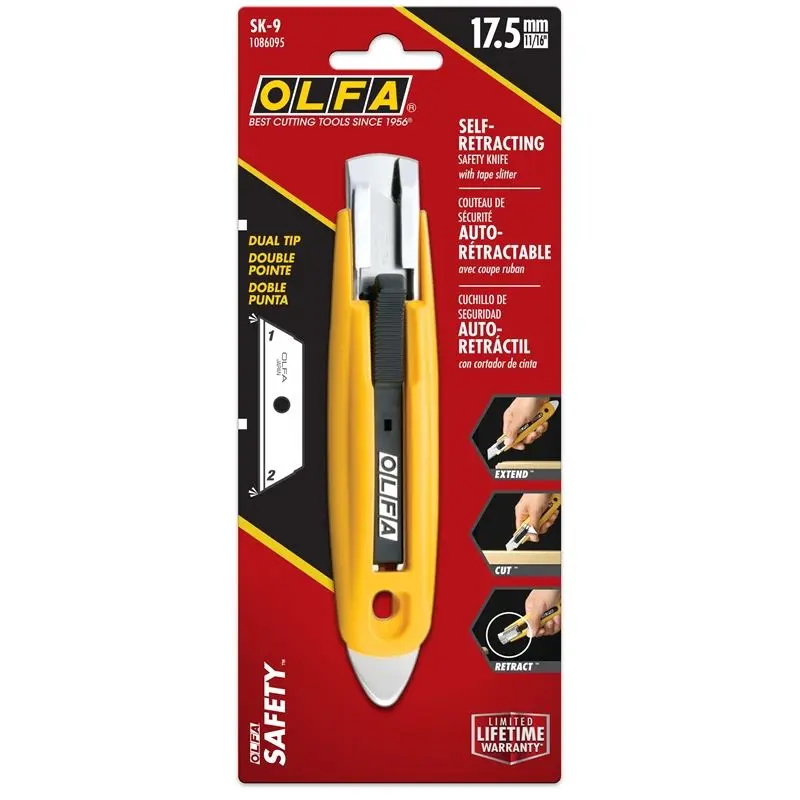 OLFA SK-9 Semi-Auto Self-Retracting Safety Knife w/ Pick