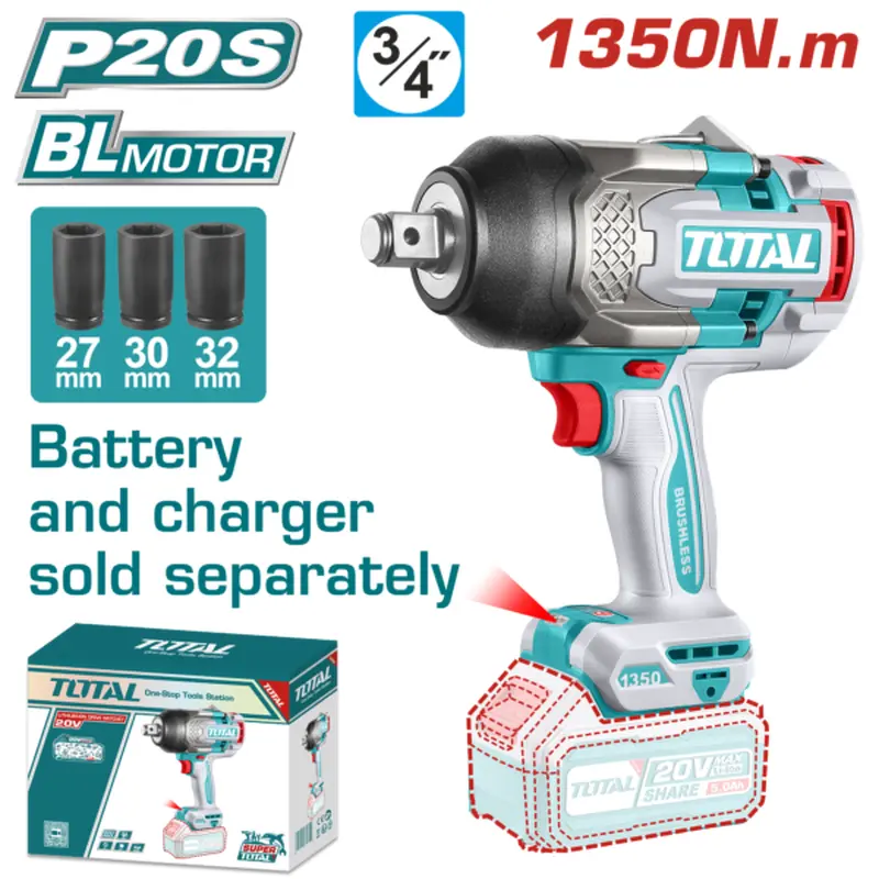 Total Cordless Impact Wrench 1350N.m Brushless