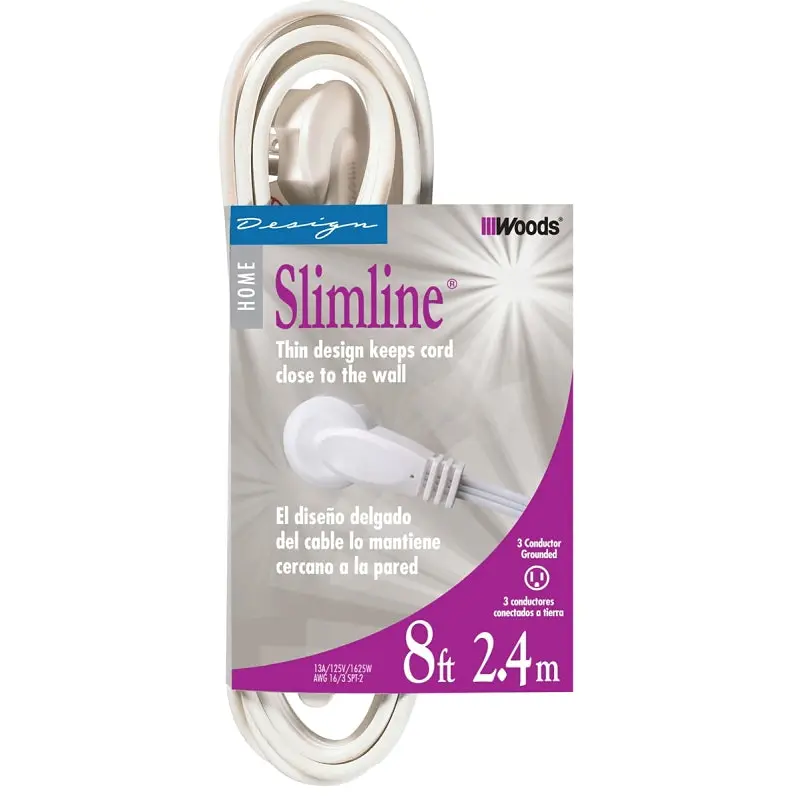 CCI 2241 Extension Cord, 16 AWG Cable, 8 ft L, White