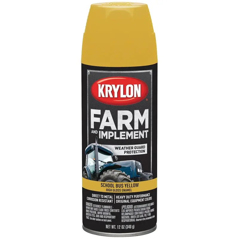 Krylon K01957000 Farm Equipment Spray, High-Gloss, School Bus Yellow, 12 oz, Can