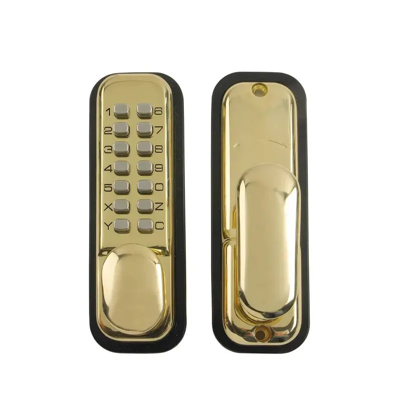 Yale Push Button Lock Polished Brass | PDL02PB