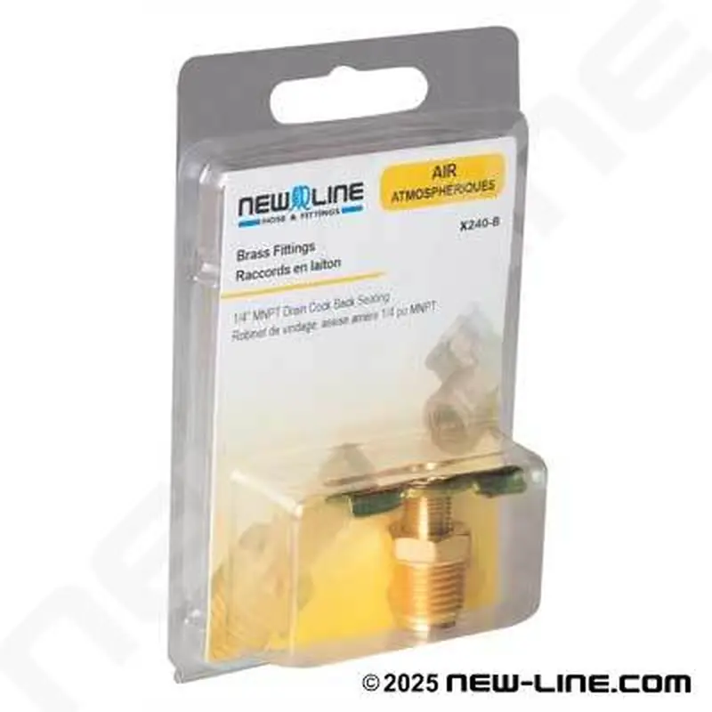 NEW-LINE X240-B  1/4" MALE NPT DRAIN COCK BACK SEATING