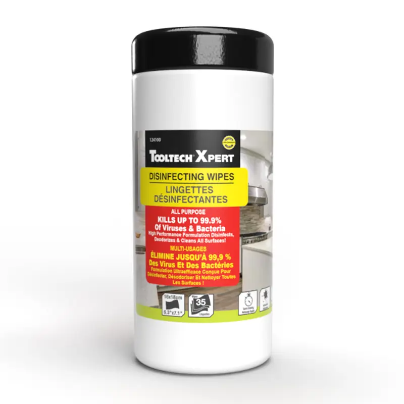 Tooltech 124100 Disinfecting Wipes Lemon 35 Count