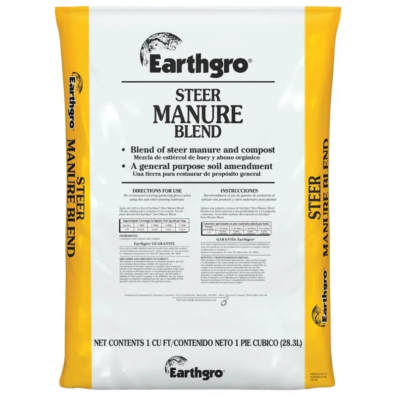 Earthgro 71751185 Steer Manure Blend, Solid, 1 cu-ft, Bag