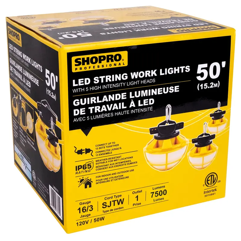 SHOPRO L002771 50' LED String Work Light-60W/7,500LM