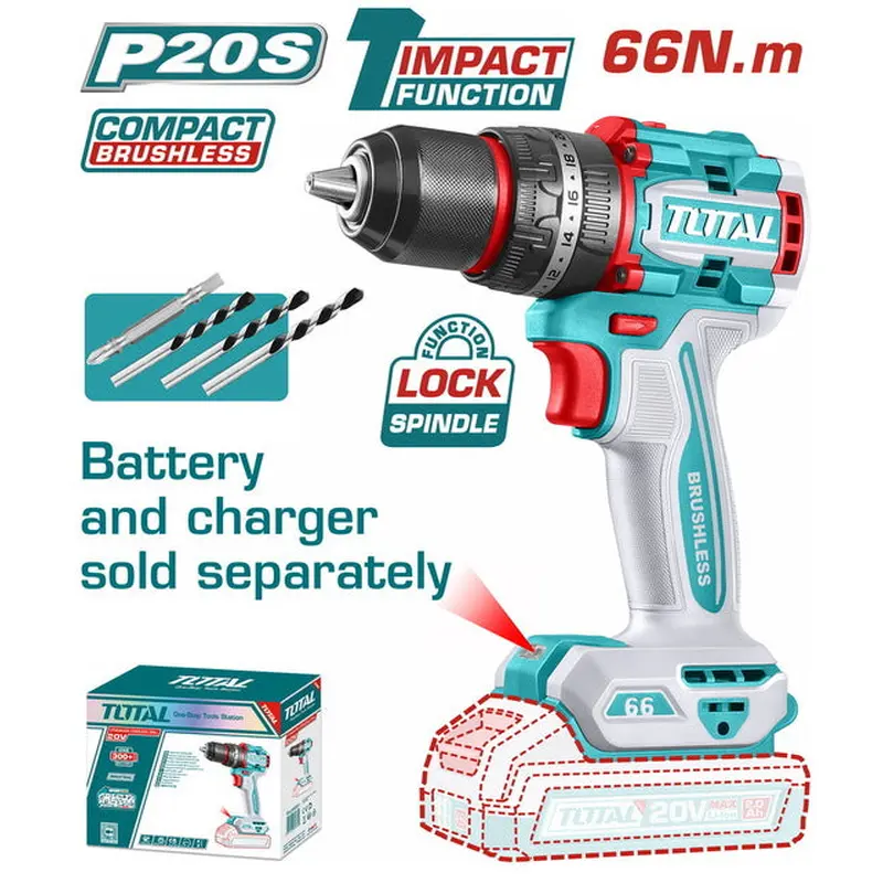 TOTAL 20V Brushless Cordless Impact Drill