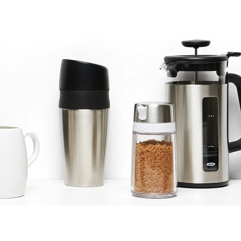 Oxo 1272380 Sugar Dispenser, 9 oz Capacity, Plastic/Stainless Steel, Clear