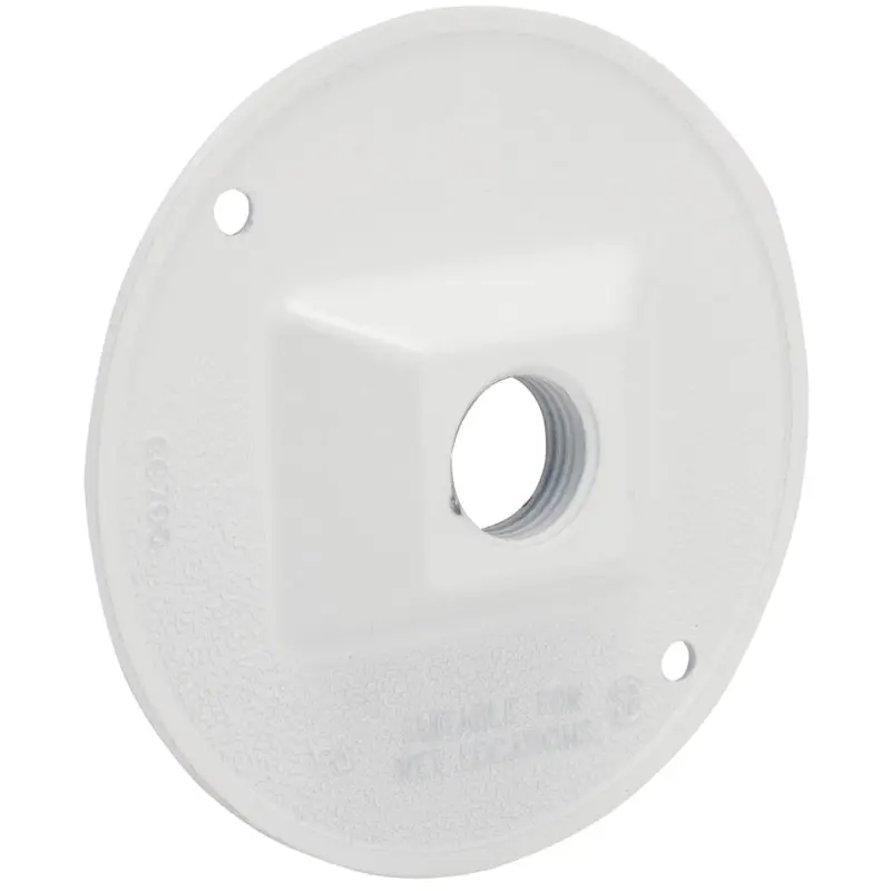 Hubbell 5193-6 Cluster Cover, 4-1/8 in Dia, 4-1/8 in W, Round, Metal, White, Powder-Coated