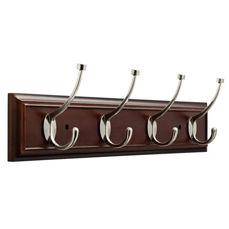 27 in. Cocoa and Satin Nickel Deluxe Pilltop Hook Rack2.7262 / each